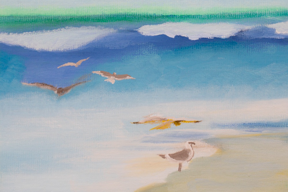 A painting entitled: Seascape with Gulls